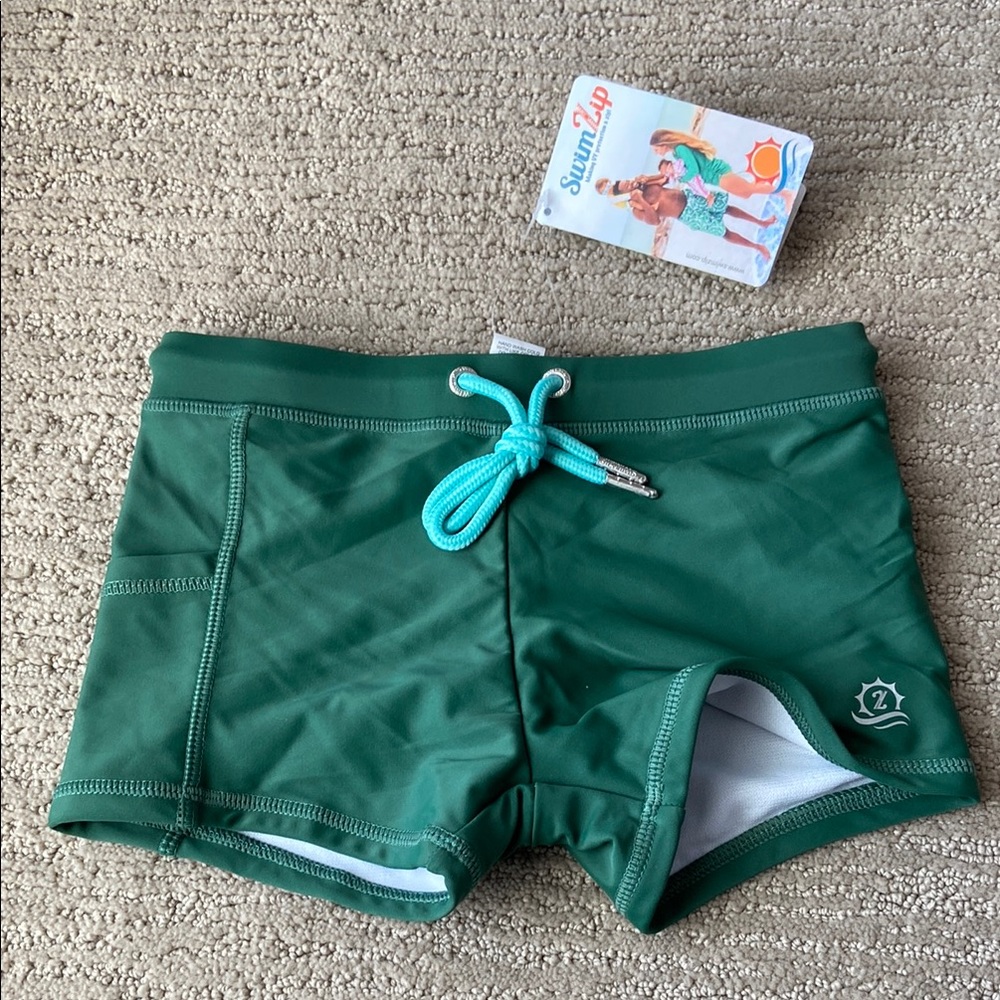Kids Green Swim Trunks